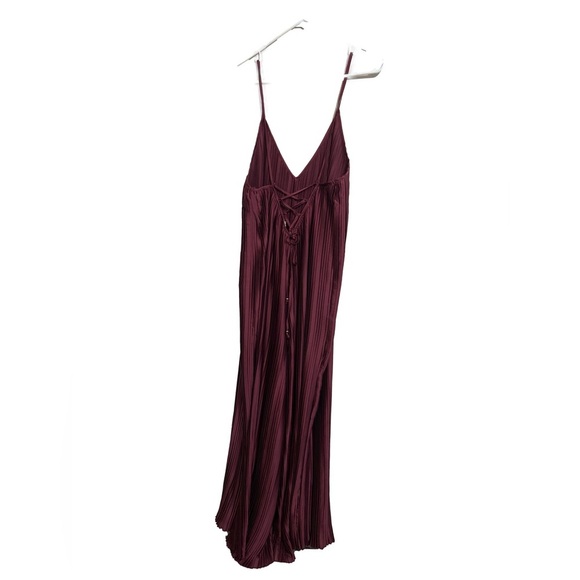 By Anthropologie Sleeveless Plissé Jumpsuit Wine Size XL - Picture 5 of 9